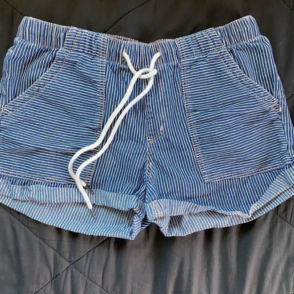 Blue and White Striped Shorts